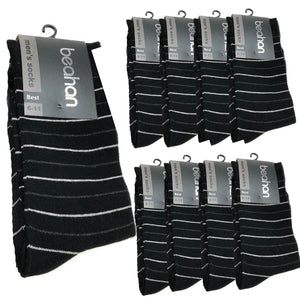 9 Pairs COTTON BUSINESS SOCKS Mens Dress Crew Plain Work Casual  BULK - Black - 6-11