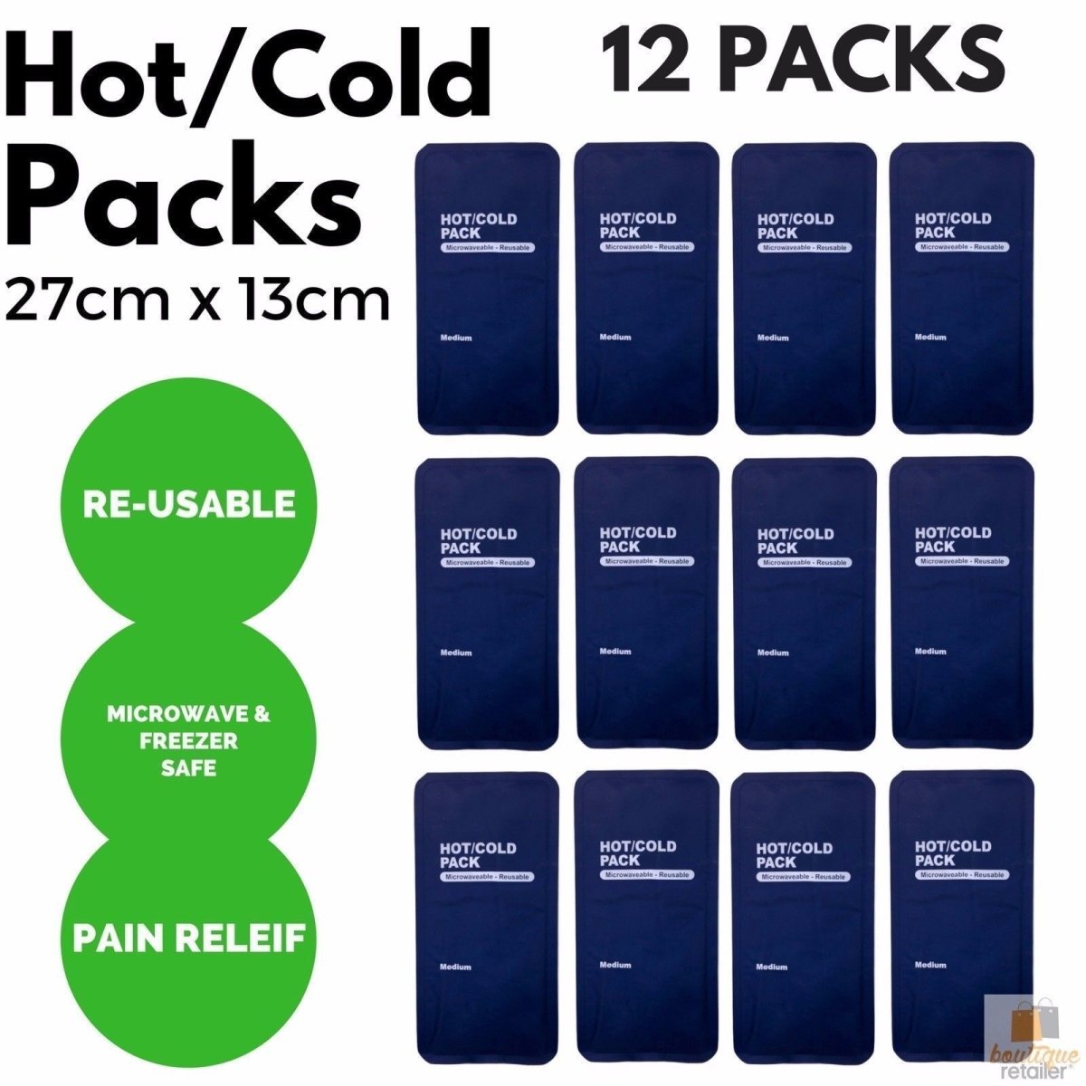 12x HOT COLD PACK First Aid Reusable Ice Heat Gel Packs Microwave Relief BULK - Factory Direct Shop