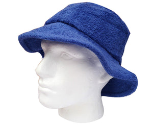 Terry Towelling BUCKET HAT Daggy Fishing Camping Lad Cap Retro  100% COTTON - Blue - Large