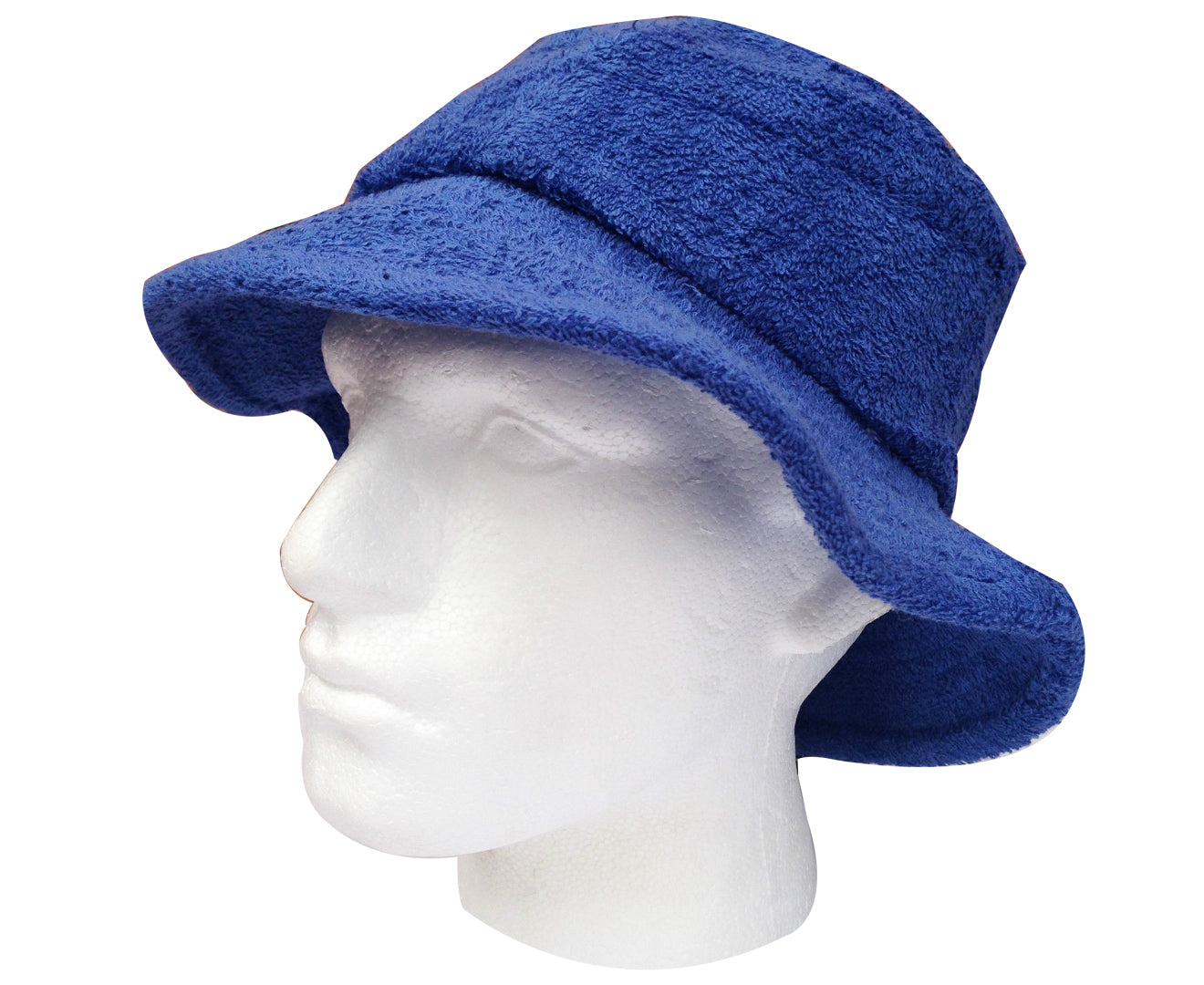 Terry Towelling BUCKET HAT Daggy Fishing Camping Lad Cap Retro  100% COTTON - Blue - X-Large