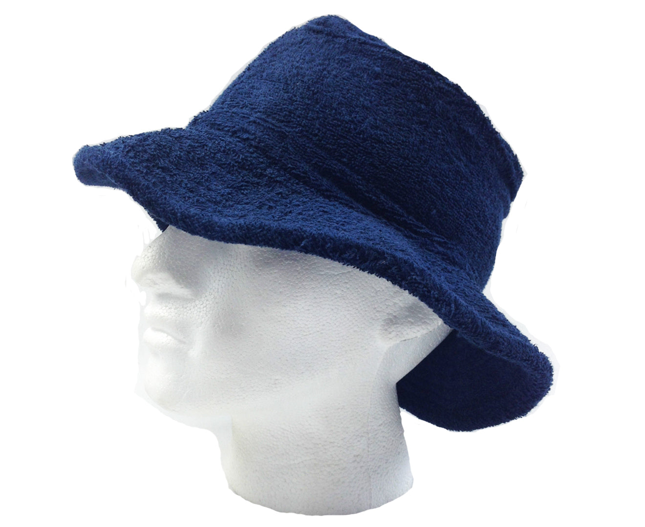 Terry Towelling BUCKET HAT Daggy Fishing Camping Lad Cap Retro  100% COTTON - Navy - Small