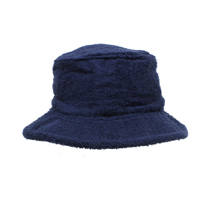 Terry Towelling BUCKET HAT Daggy Fishing Camping Lad Cap Retro  100% COTTON - Navy - Small