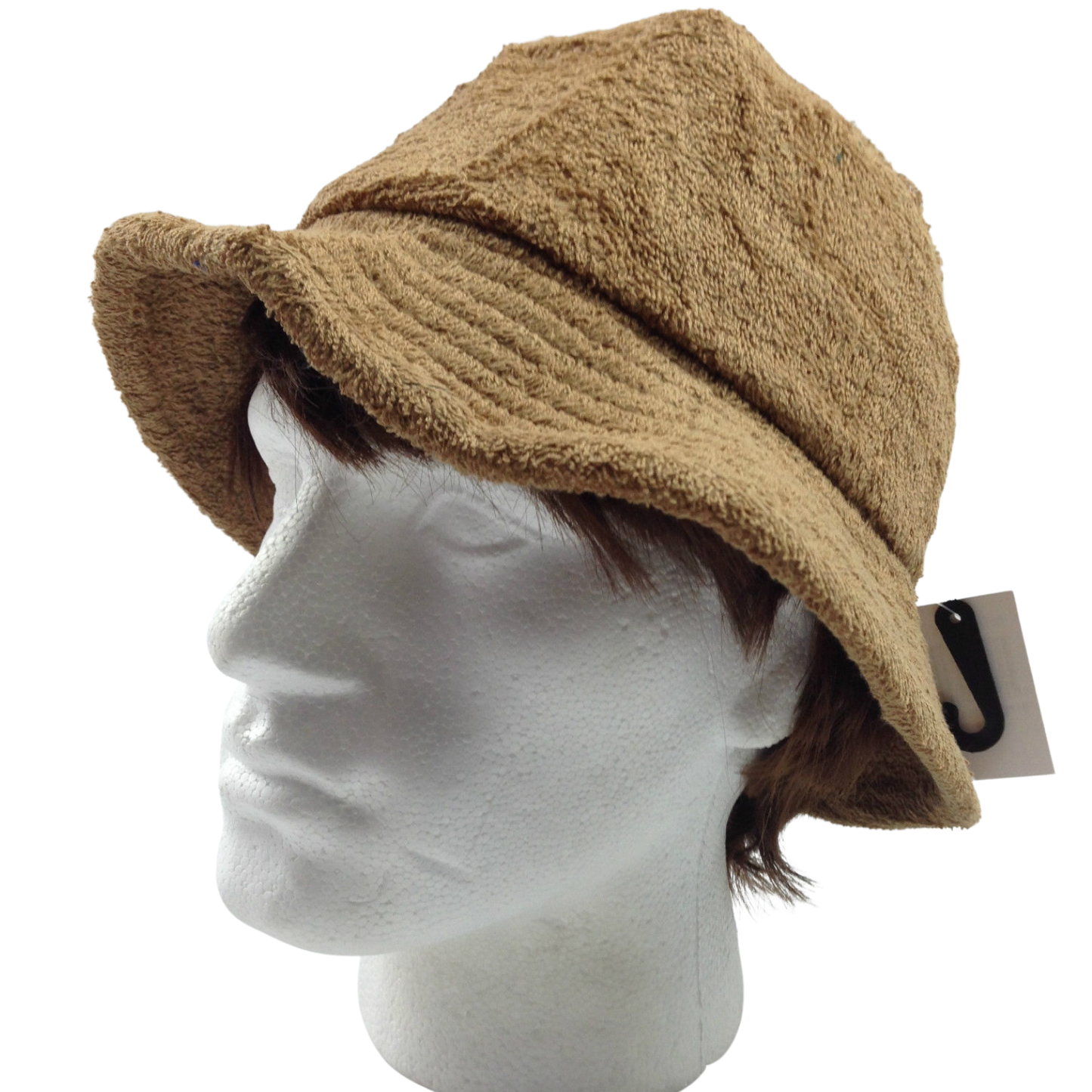 Terry Towelling BUCKET HAT Daggy Fishing Camping Lad Cap Retro  100% COTTON - Tan Brown - Large