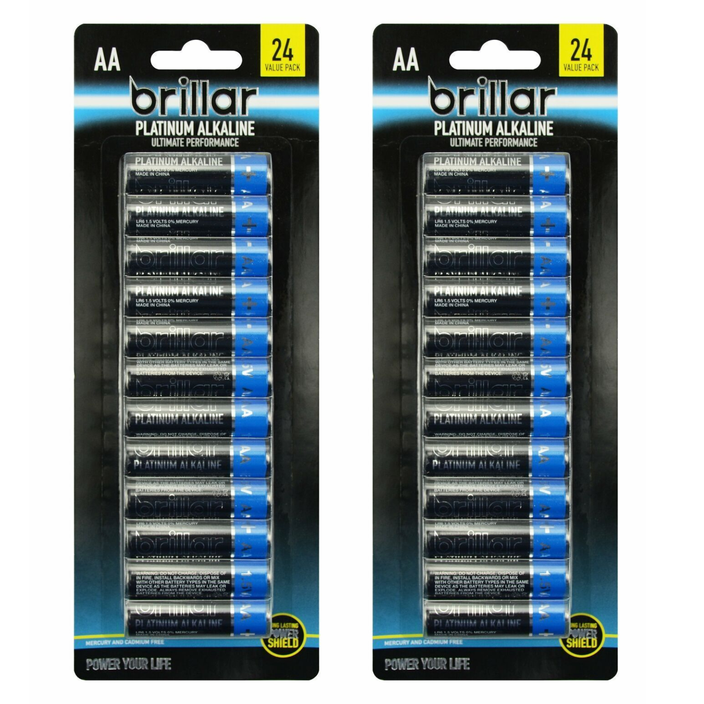 2 Packs of 24 Brillar AA Platinum Alkaline Batteries