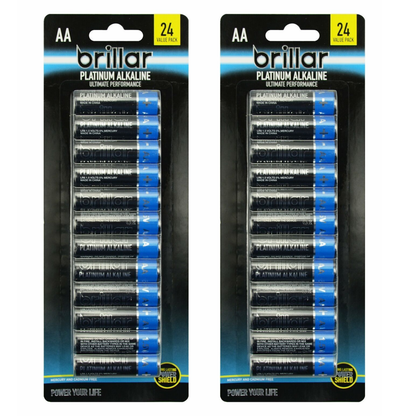 2 Packs of 24 Brillar AA Platinum Alkaline Batteries