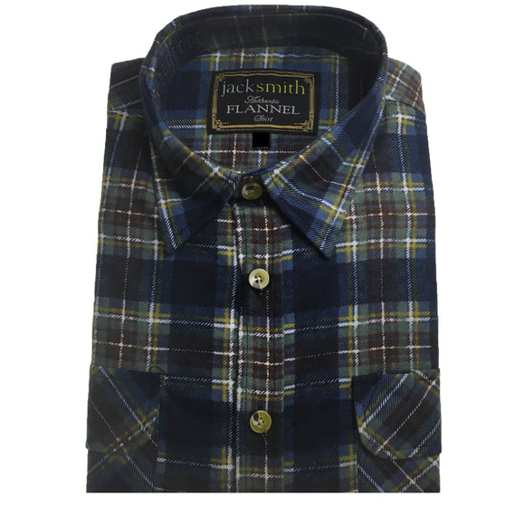 Mens FLANNELETTE SHIRT Check 100% COTTON Flannel Vintage Long Sleeve - 149 (Full Placket) - S