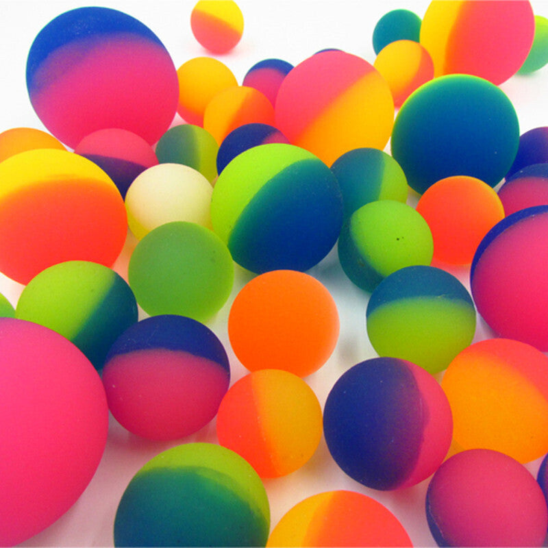10pcs Large Frosted Rubber Bouncing Balls 60mm Mixed Colours Bulk w Storage Tub - Factory Direct Shop