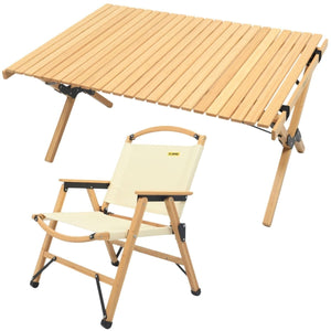 Chair & Table Set Bamboo Camping Folding Portable Outdoor Picnic Travel BBQ - Factory Direct Shop