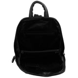 Milleni Womens Twin Zip Backpack Nappa Italian Leather Travel Bag - Black