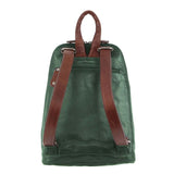 Milleni Genuine Italian Leather Soft Nappa Leather Backpack Bag Travel - Emerald/Chestnut