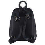 Milleni Womens Twin Zip Backpack Nappa Italian Leather Travel Bag - Navy