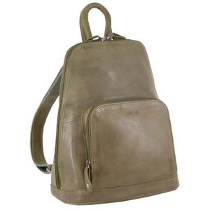 Milleni Women Ladies Italian Leather Backpack Girl School Travel Bag Pack Olive