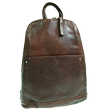 Milleni Ladies Genuine Italian Leather Backpack Bag Twin Zip - Chestnut