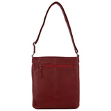 Milleni Ladies Nappa Leather Zip Closure Cross Body Bag Travel - Red
