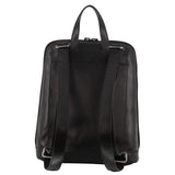 Milleni Ladies Nappa Leather Bag Twin Zip Backpack w/ Zipped Pocket - Black