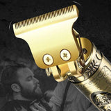 LCD Hair Clipper Barber Professional Electric Trimmer Shaver Beard Vintage - Gold