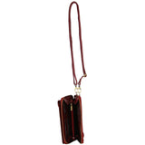 Pierre Cardin Ladies Leather Cross Body Bag/Wallet Bag/Clutch Wallet - Red