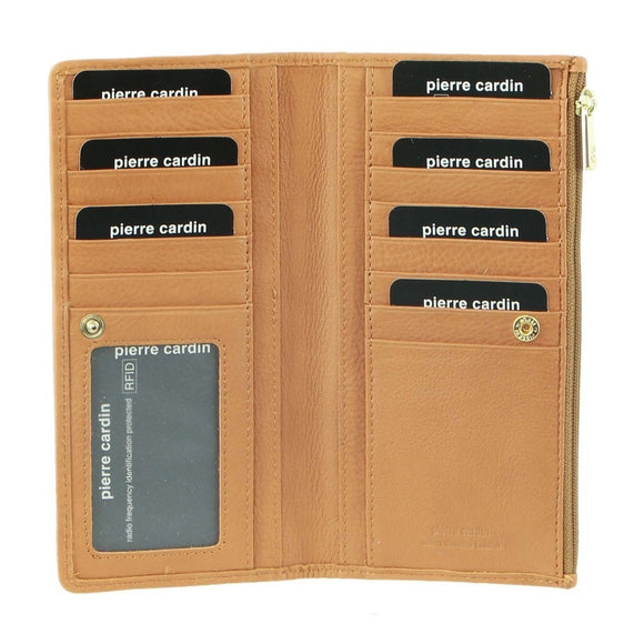 Pierre Cardin Womens Soft Italian Leather RFID Purse Wallet - Tobacco