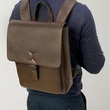 Pierre Cardin Premium Leather Backpack Travel Bag Satchel - Brown