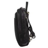 Pierre Cardin Rustic Womens Leather Backpack Bag Handbag Back Pack Travel  - Black