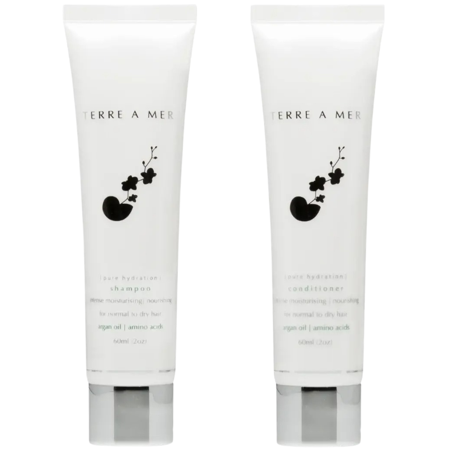 Terre A Mer Pure Hydration Amino Acid/Argan Oil Shampoo & Conditioner  - 60ml Travel Size