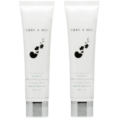 2x Terre A Mer Pure Hydration Amino Acid/Argan Oil Shampoo - 60ml Travel Size