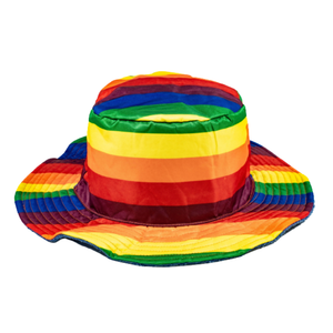 Rainbow Terry Towelling Bucket Hat Gay Lesbian Mardi Gras Party Cap LGBT - Reversible - X-Large (60cm)