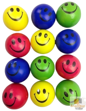12x STRESS BALLS Hand Relief Squeeze Toy Reliever Antistress Soft Smiley MULTI