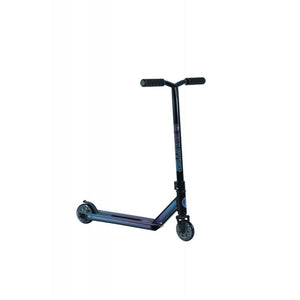 A black Crisp MASTER stunt scooter with blue accents on the deck and handlebars.