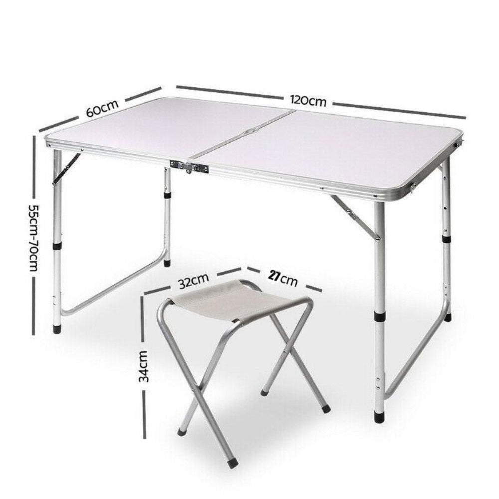 Folding Table With 4 x Folding Chairs - Aluminium - Factory Direct Shop