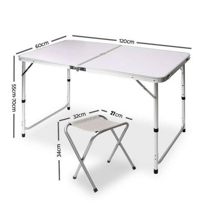 Folding Table With 4 x Folding Chairs - Aluminium - Factory Direct Shop