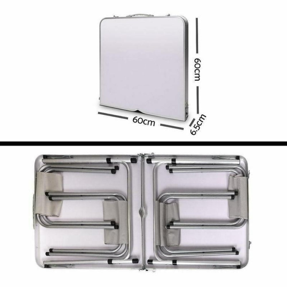 Folding Table With 4 x Folding Chairs - Aluminium - Factory Direct Shop