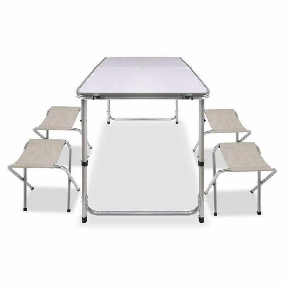 Folding Table With 4 x Folding Chairs - Aluminium - Factory Direct Shop