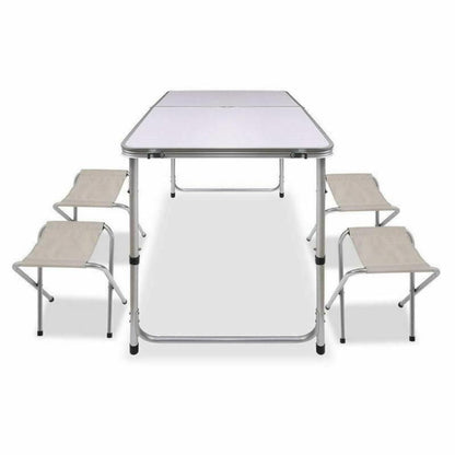 Folding Table With 4 x Folding Chairs - Aluminium - Factory Direct Shop