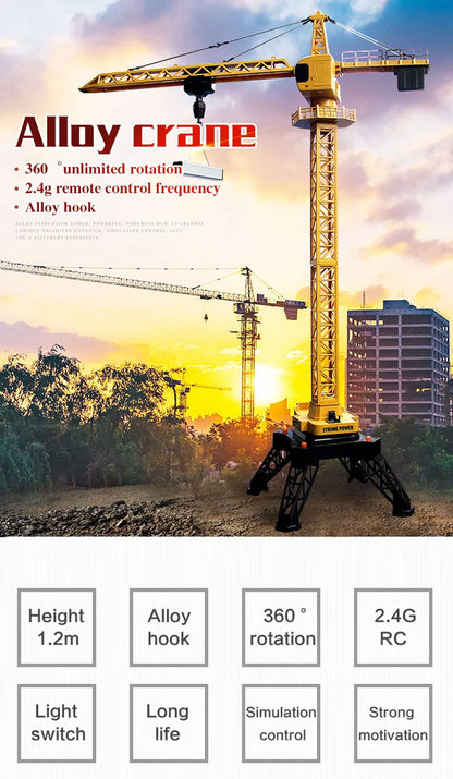 HUINA 1/14 12CH RC Alloy Tower Crane Engineering Construction Vehicle