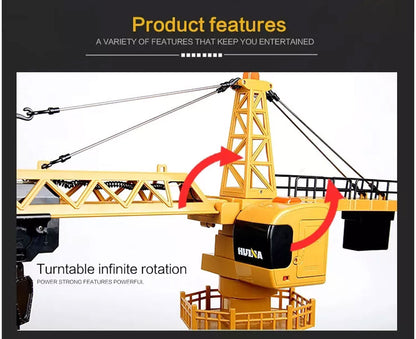 HUINA 1/14 12CH RC Alloy Tower Crane Engineering Construction Vehicle