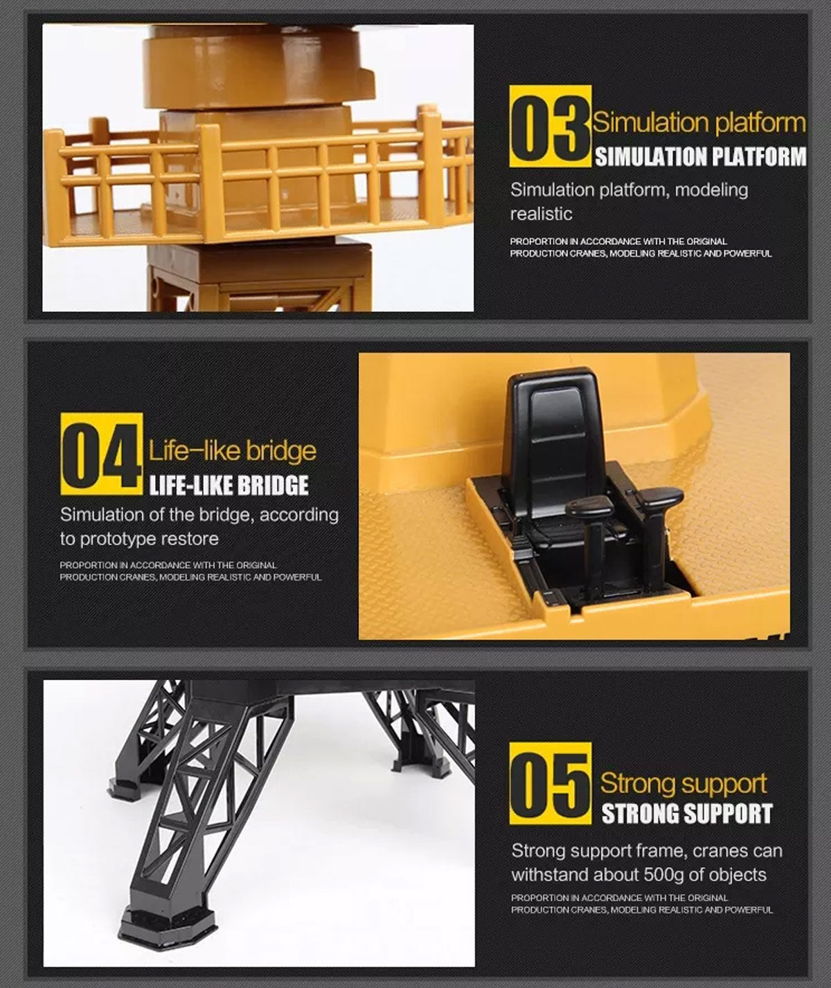 HUINA 1/14 12CH RC Alloy Tower Crane Engineering Construction Vehicle