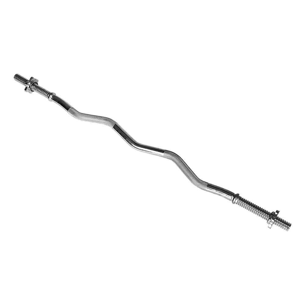 Chrome curved barbell on a white background