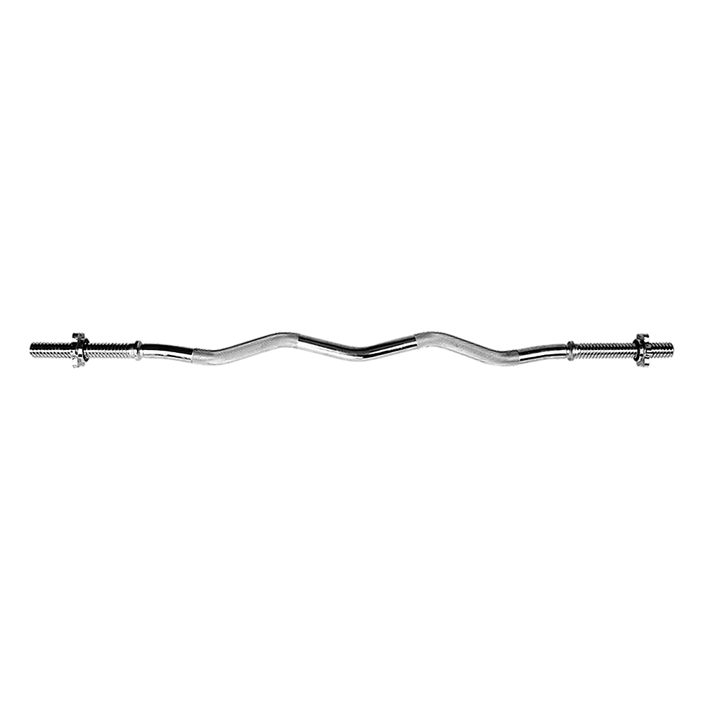 Chrome curl bar on a white background