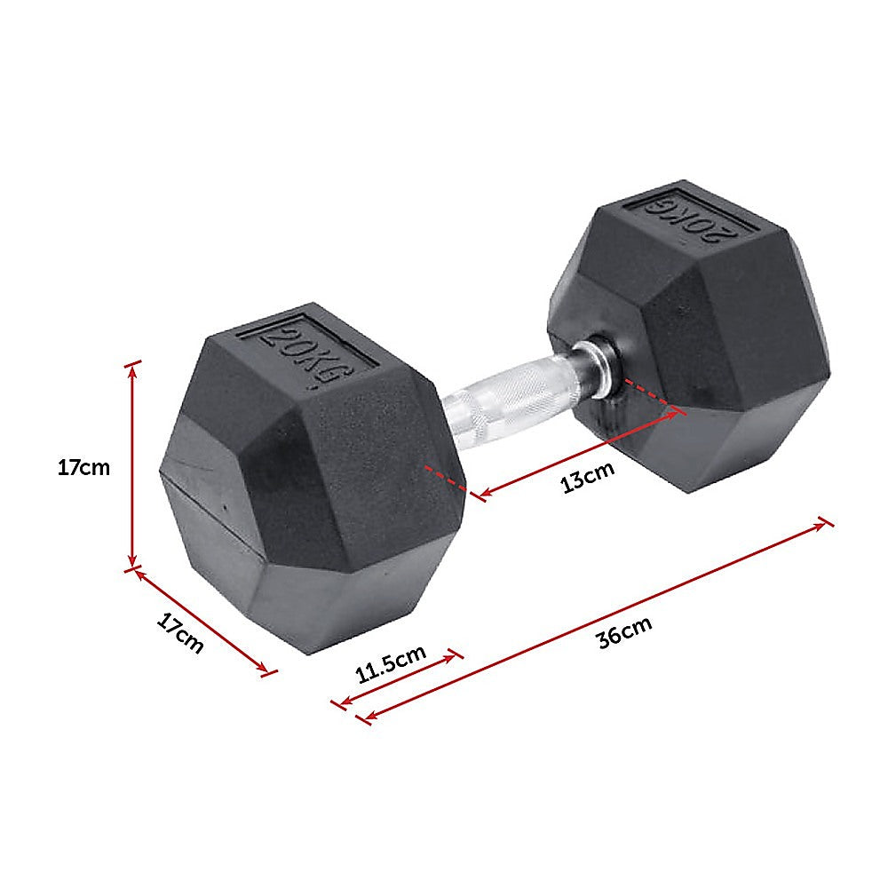 Hex Dumbbell Commercial-20kg Rubber