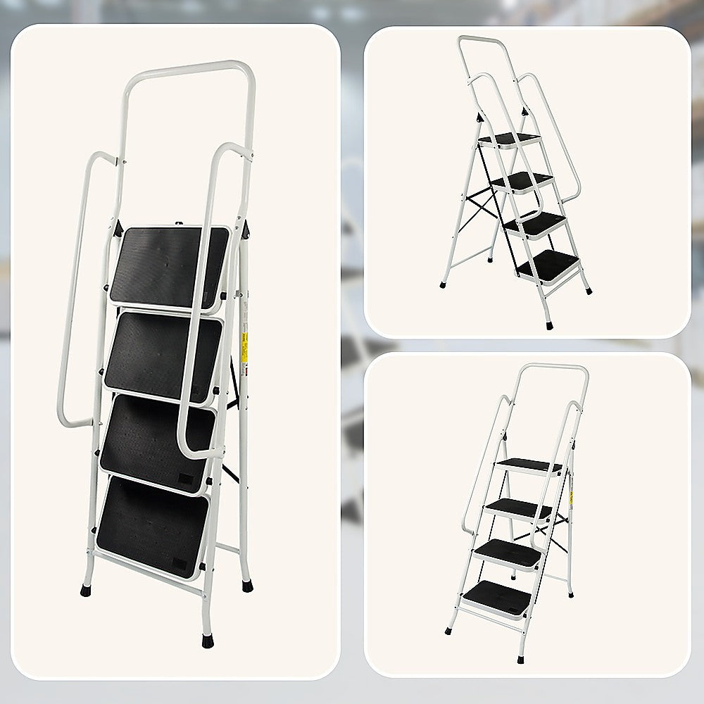 Foldable Non Slip 4 Step Steel Ladder