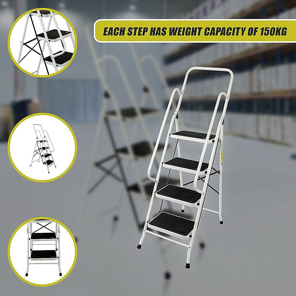 Foldable Non Slip 4 Step Steel Ladder
