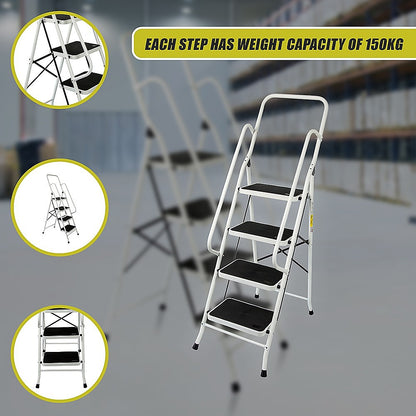 Foldable Non Slip 4 Step Steel Ladder