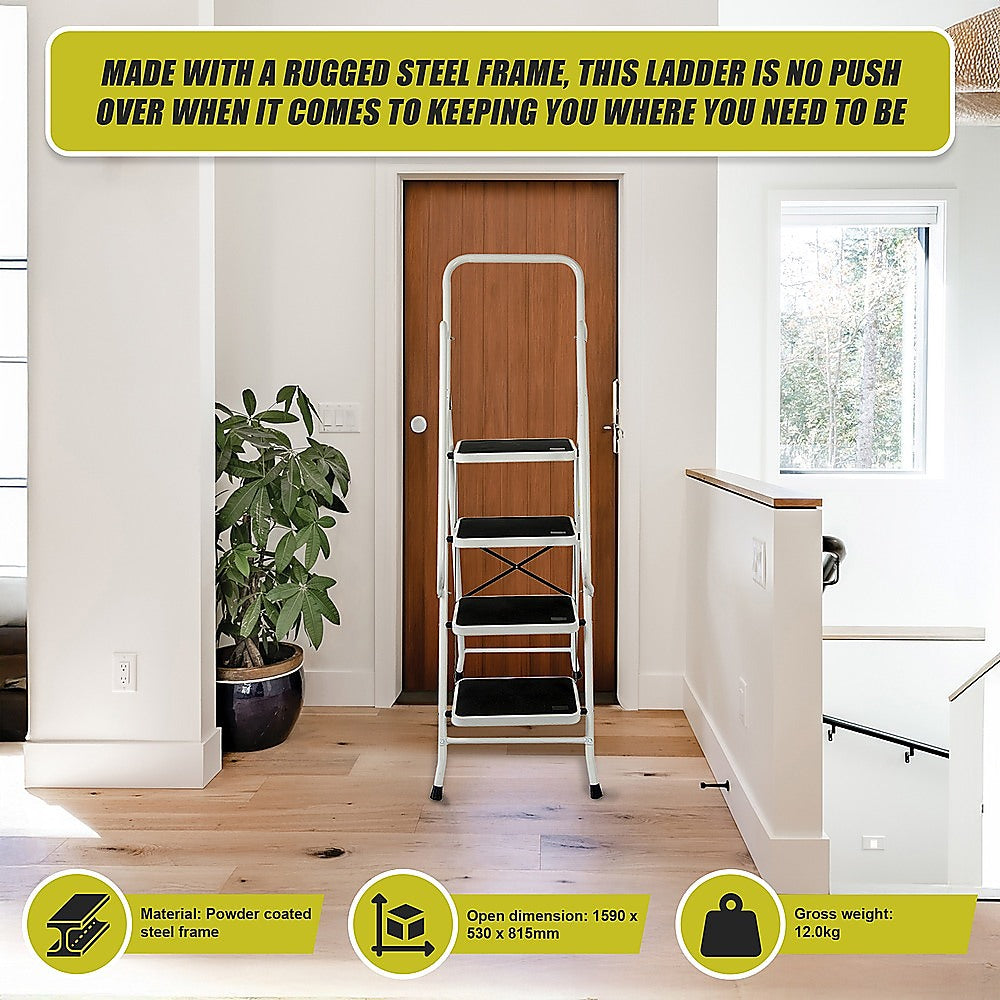 Foldable Non Slip 4 Step Steel Ladder