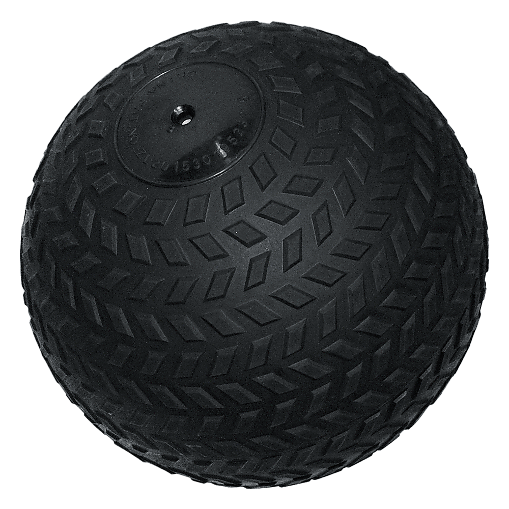 Black textured ball on a white background
