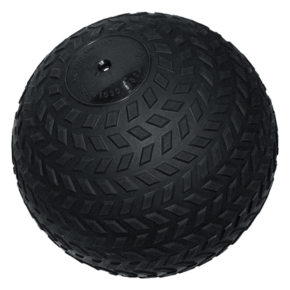 Black textured ball on a white background