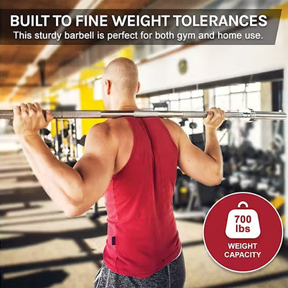 Person lifting a barbell with text about weight tolerance and capacity in a gym setting
