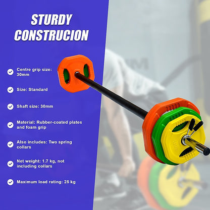 20kg Standard Rubber Coloured Barbell