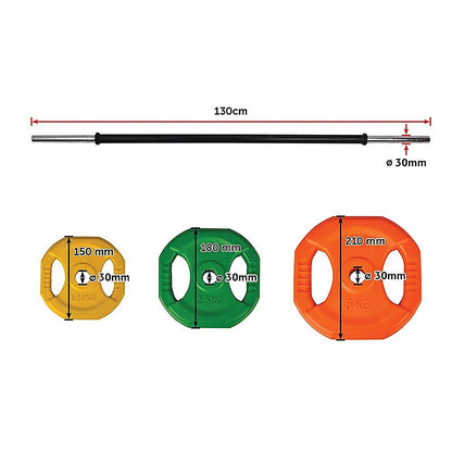 20kg Standard Rubber Coloured Barbell