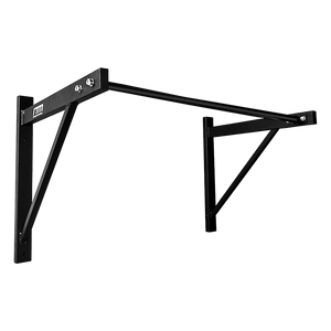Black wall-mounted pull-up bar on a white background